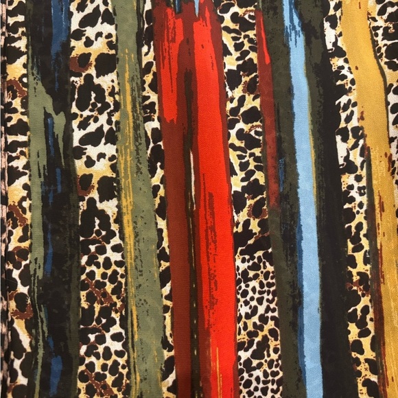 John Mark Women Leopard Abstract Button Down Shirt Dress Sz M Roll Tab Sleeve - Picture 3 of 9